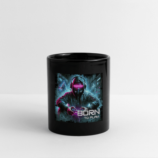 Born to Play | Tasse 325 ml, glänzend schwarz – SoulAndPixel Streetwear & Accessoires