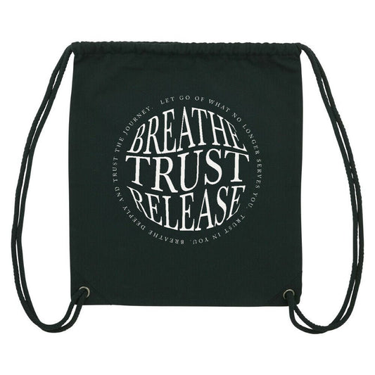 Breathe. Trust. Release. | Gym Bag, Bio - Baumwolle & recyceltem Polyester – SoulAndPixel Streetwear & Accessoires