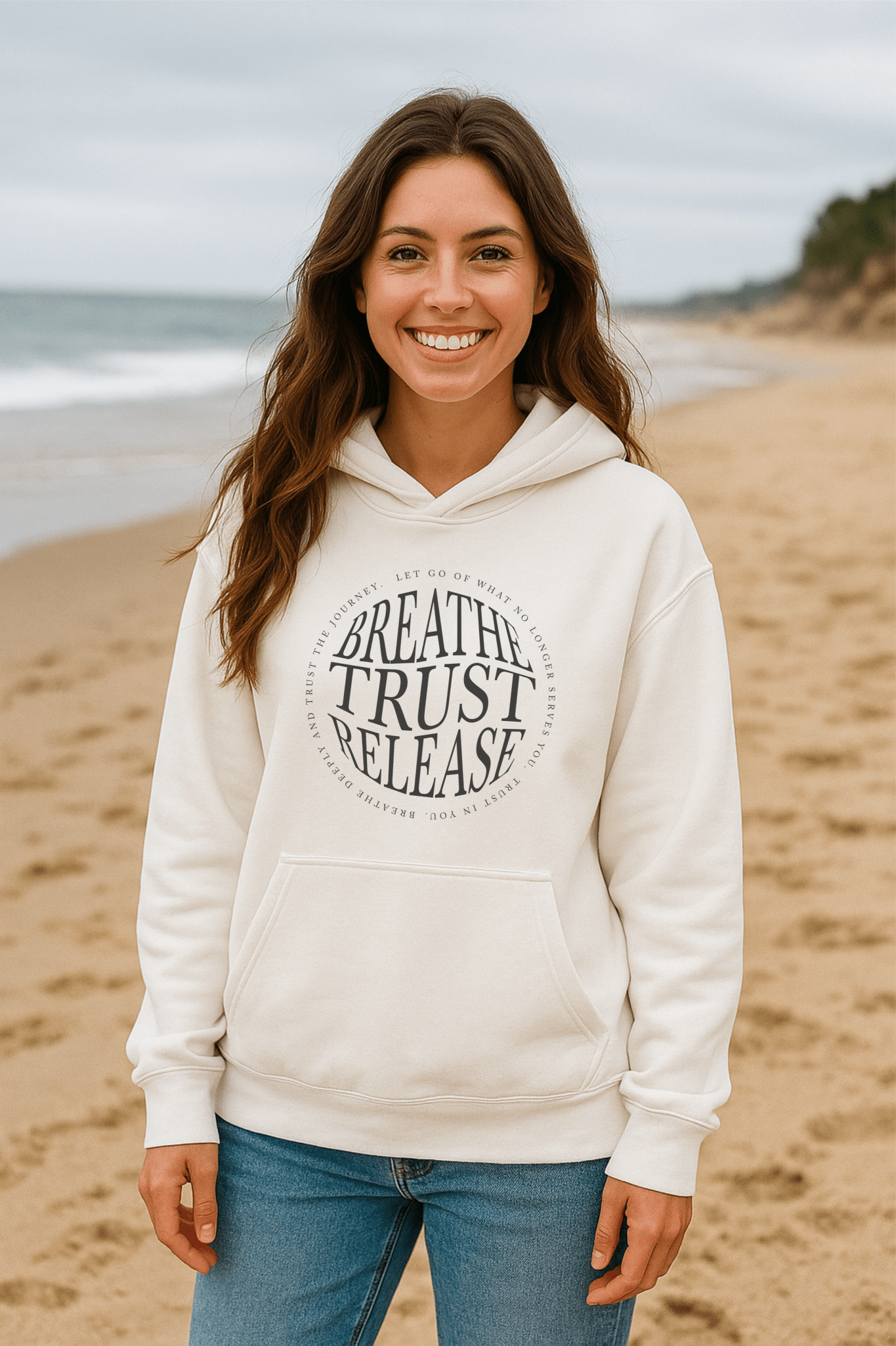 Breathe. Trust. Release. | Premium Oversized Hoodie - DTF Druck – SoulAndPixel Streetwear & Accessoires