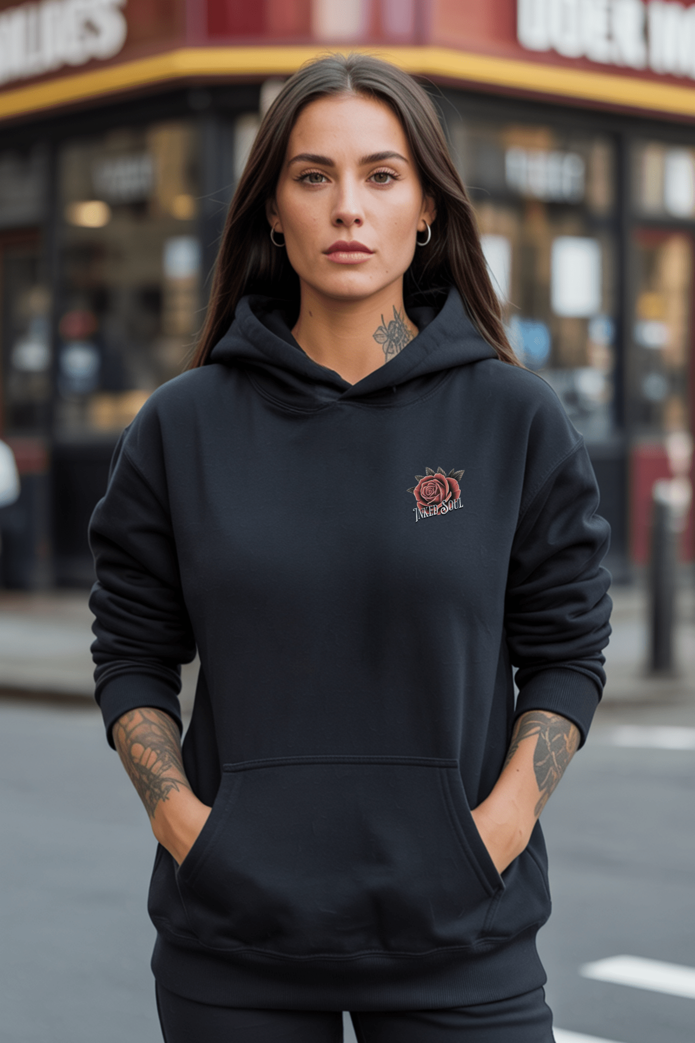 Inked Soul Hoodie | Premium Oversized - DTF Druck | RückenMotiv – SoulAndPixel Streetwear & Accessoires