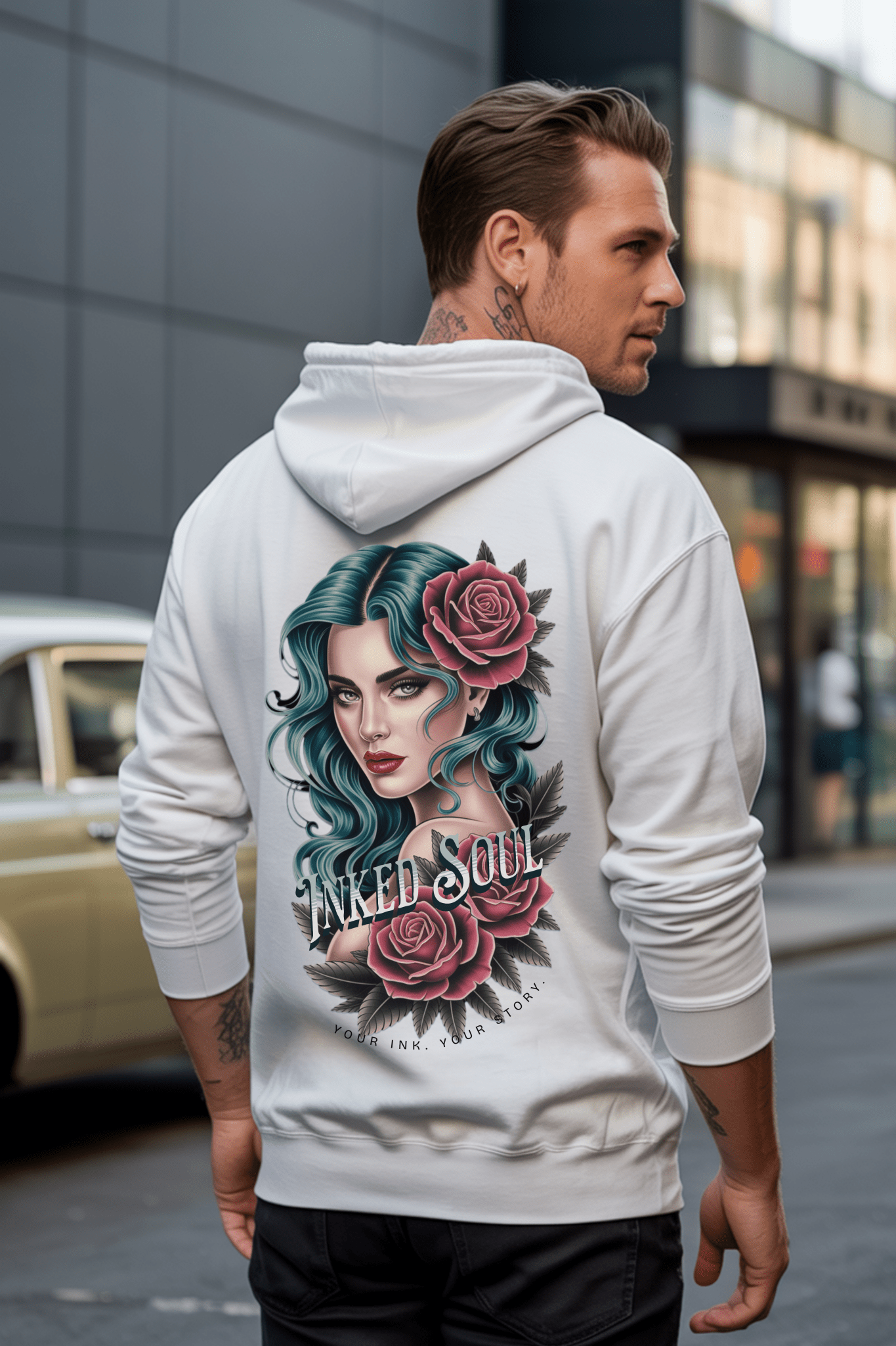Inked Soul Hoodie | Premium Oversized - DTF Druck | RückenMotiv – SoulAndPixel Streetwear & Accessoires