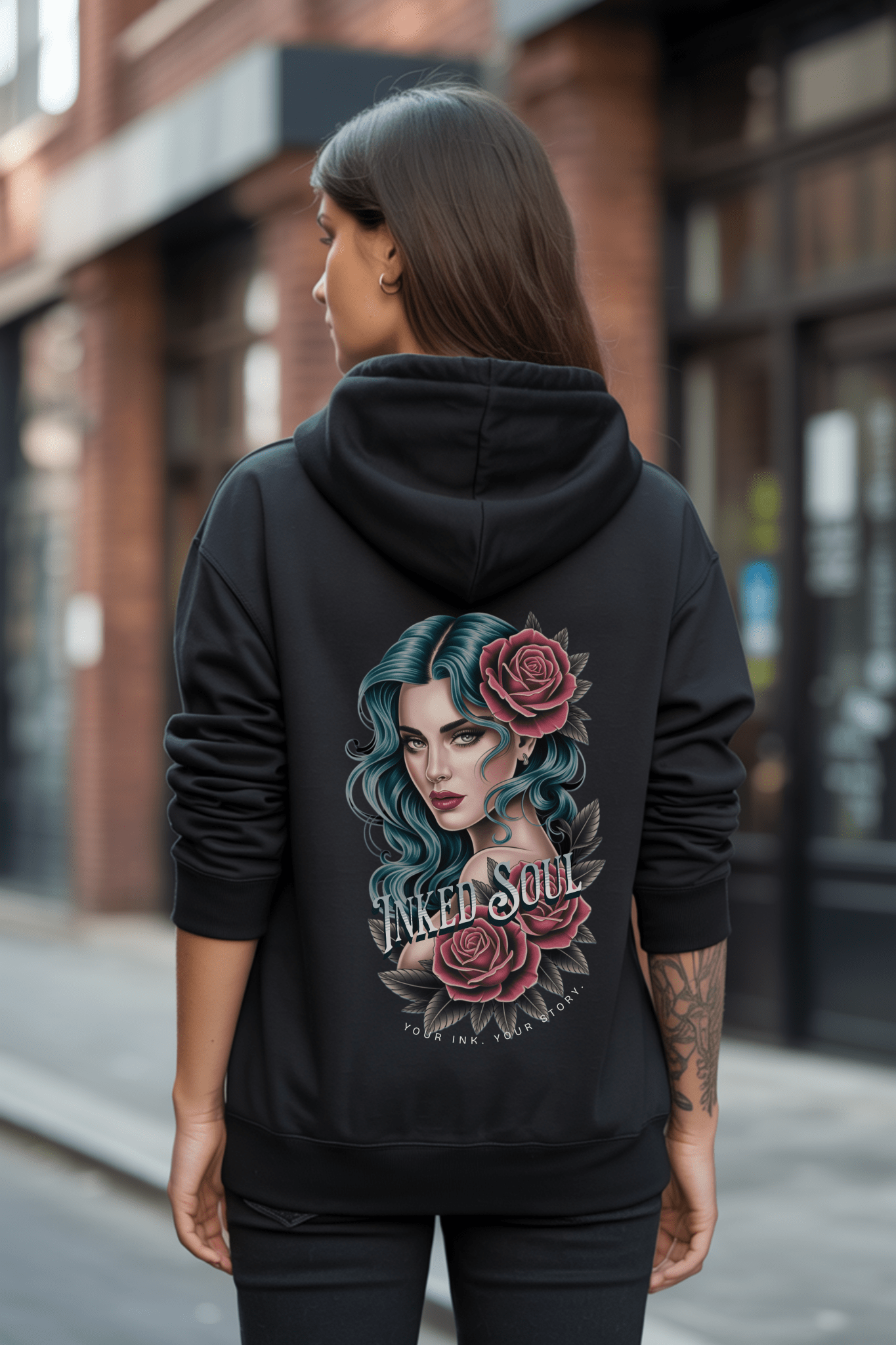 Inked Soul Hoodie | Premium Oversized - DTF Druck | RückenMotiv – SoulAndPixel Streetwear & Accessoires