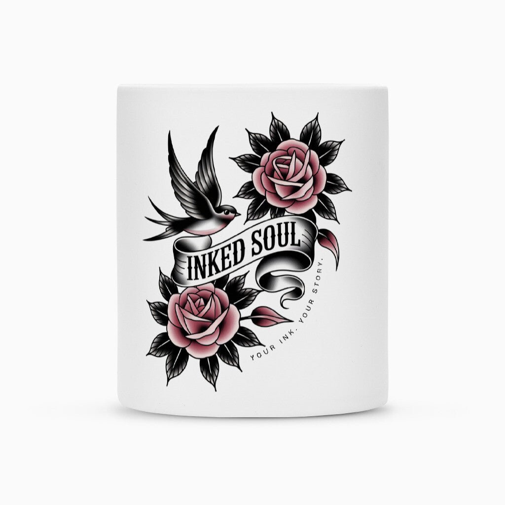 Inked Soul Swallow | Tasse 300 ml, matt weiß – SoulAndPixel Streetwear & Accessoires