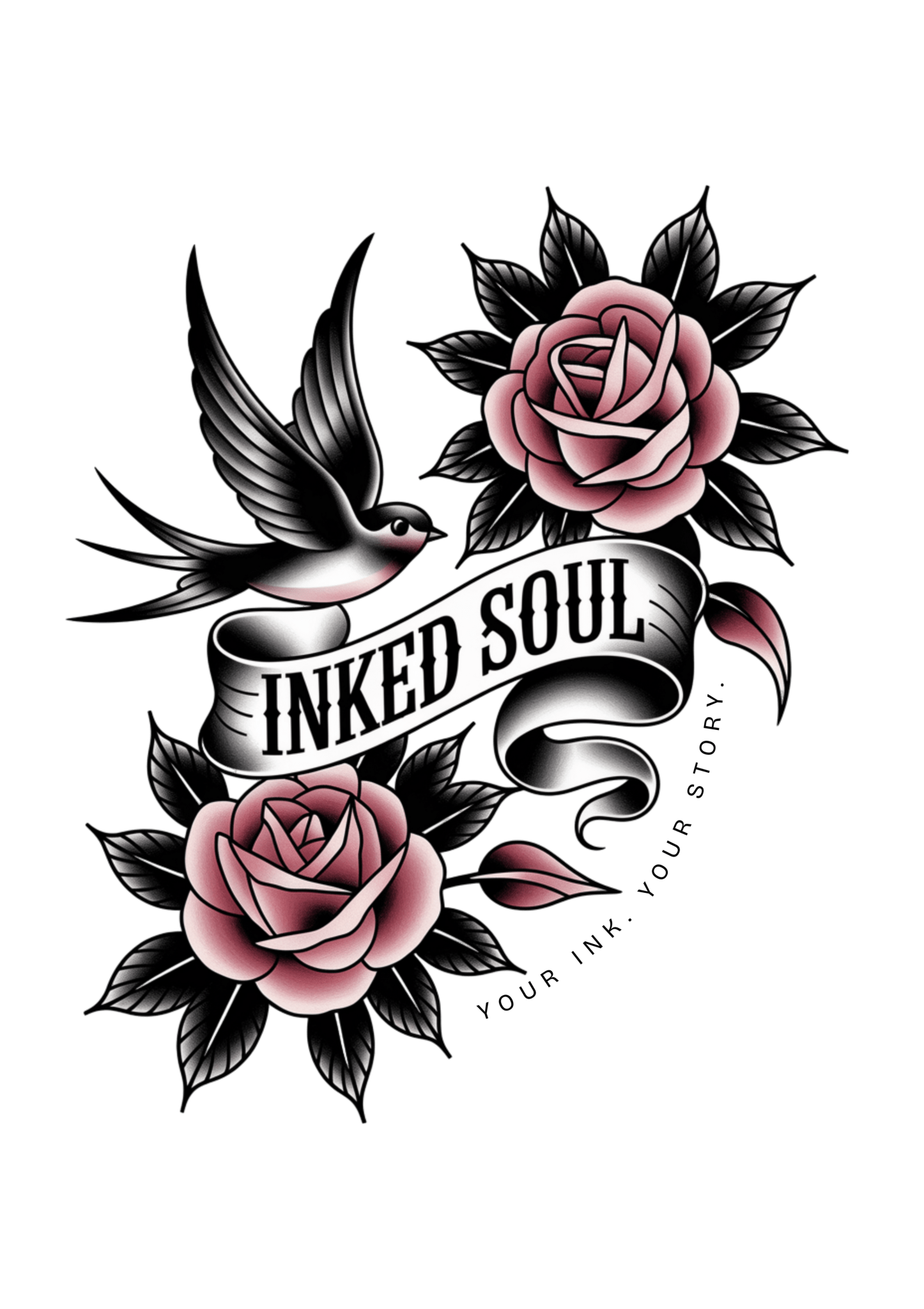 Inked Soul Swallow |Tasse 325 ml, glänzend schwarz – SoulAndPixel Streetwear & Accessoires