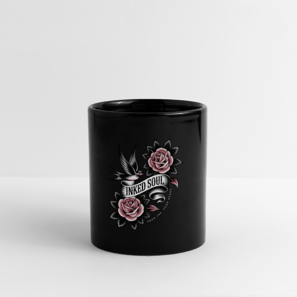 Inked Soul Swallow |Tasse 325 ml, glänzend schwarz – SoulAndPixel Streetwear & Accessoires
