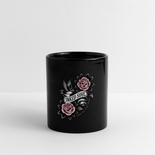 Inked Soul Swallow |Tasse 325 ml, glänzend schwarz – SoulAndPixel Streetwear & Accessoires
