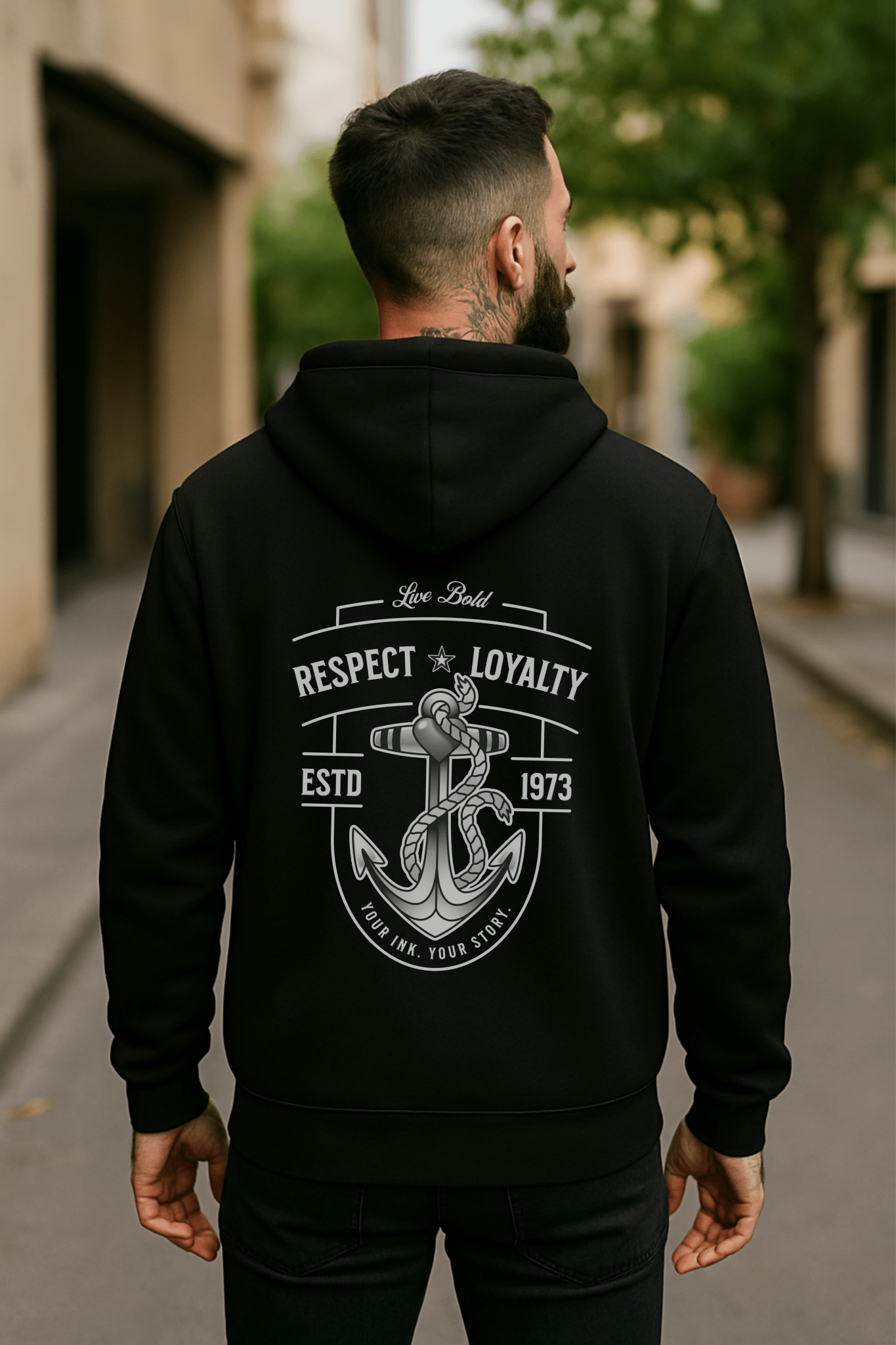 Live Bold Hoodie | Premium Oversized - DTF Druck | RückenMotiv – SoulAndPixel Streetwear & Accessoires