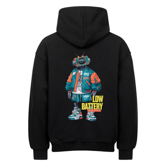 Low Batterie Hoodie | Premium Oversized - DTF Druck | RückenMotiv – SoulAndPixel Streetwear & Accessoires