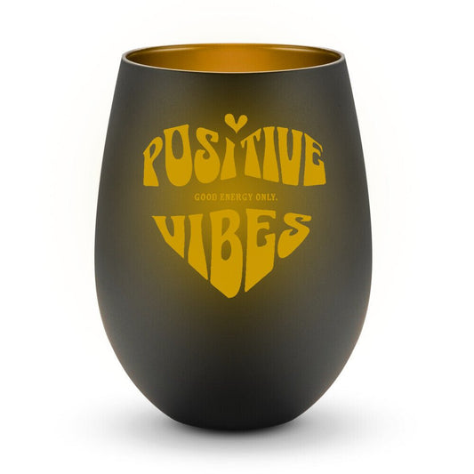 Positive Vibes | Windlicht aus Glas, 12 cm - Laserprint – SoulAndPixel Streetwear & Accessoires