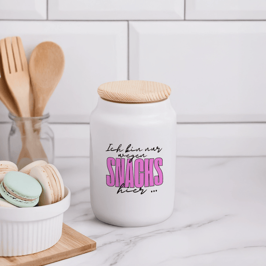Wegen Snacks. | Keksdose inkl. luftdichtem Holzdeckel, 650 ml – SoulAndPixel Streetwear & Accessoires