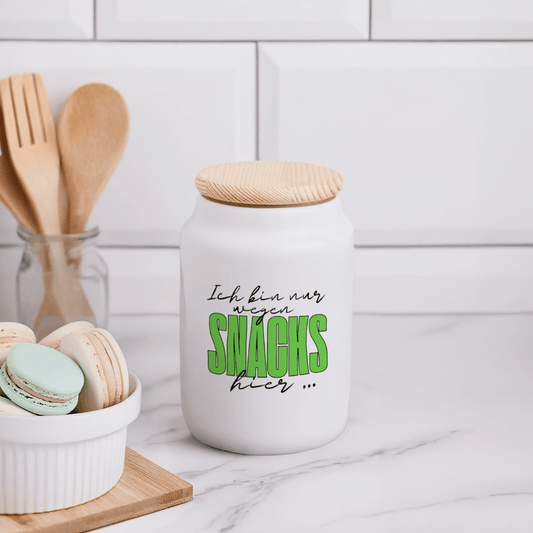 Wegen Snacks. | Keksdose inkl. luftdichtem Holzdeckel, 650 ml – SoulAndPixel Streetwear & Accessoires