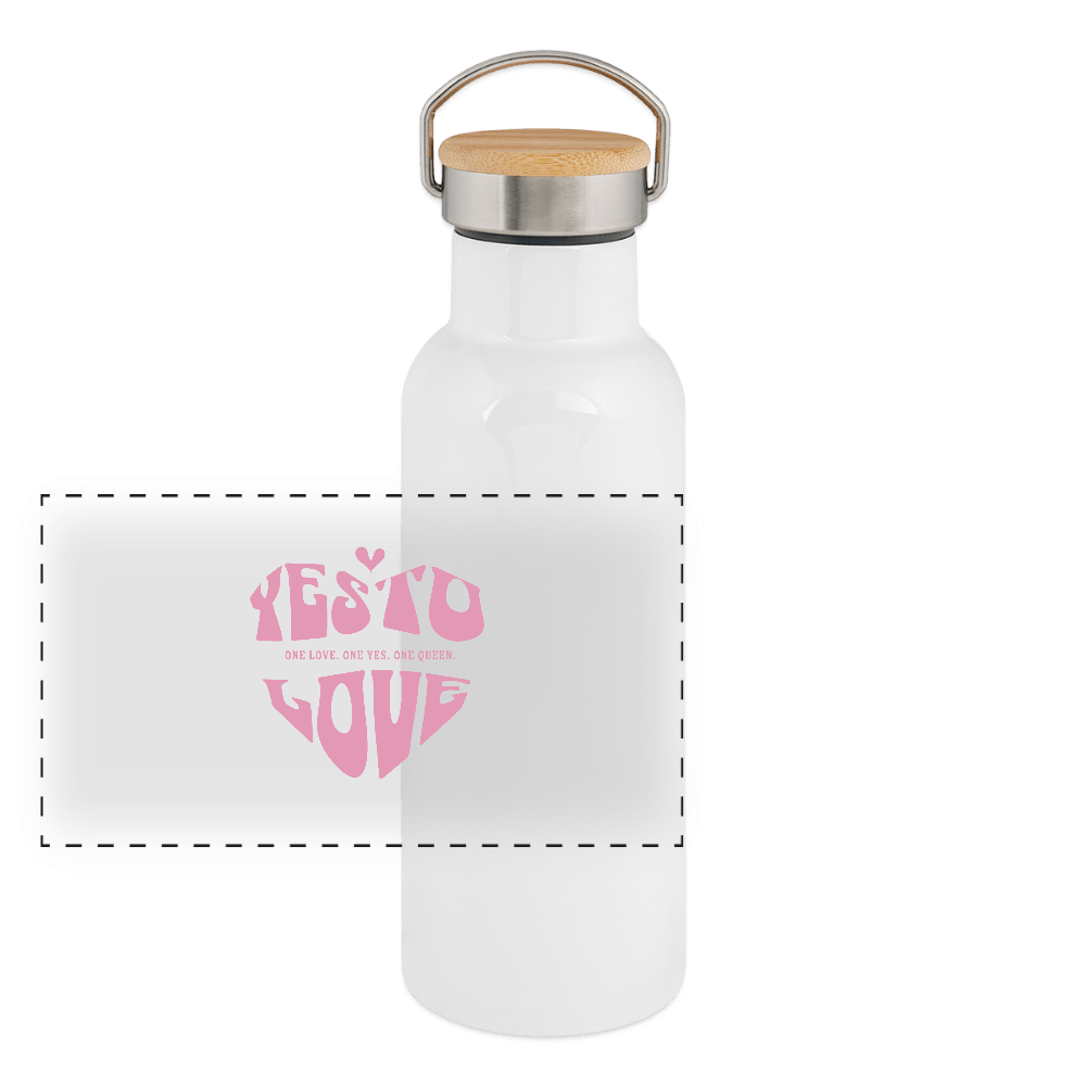 Yes to LOVE | Thermosflasche Edelstahl mit Bambusdeckel, 500/750 ml – SoulAndPixel Streetwear & Accessoires